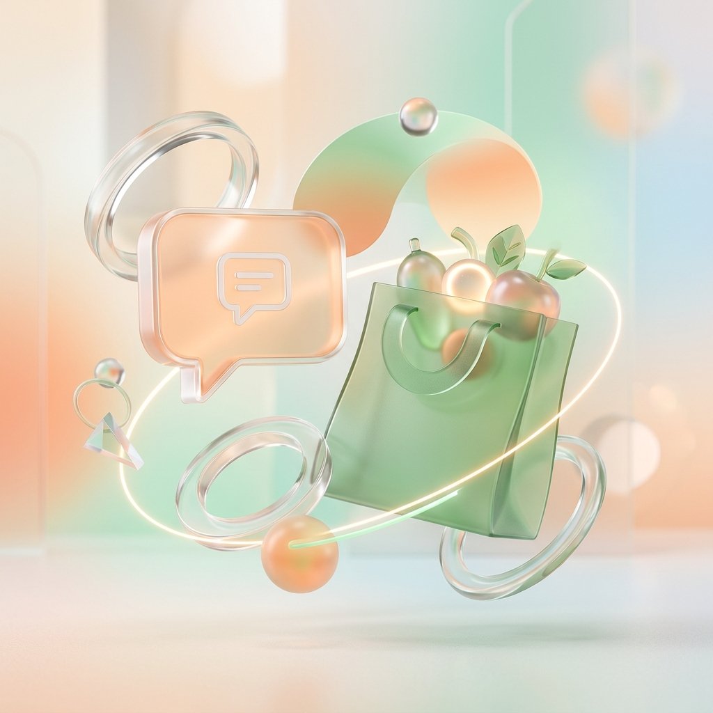 Premium 3D abstract customer support illustration